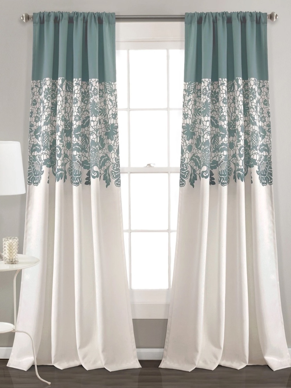 LUSH DÉCOR Estate Garden Print Curtains Light Filtering Window Panel Set for Liv